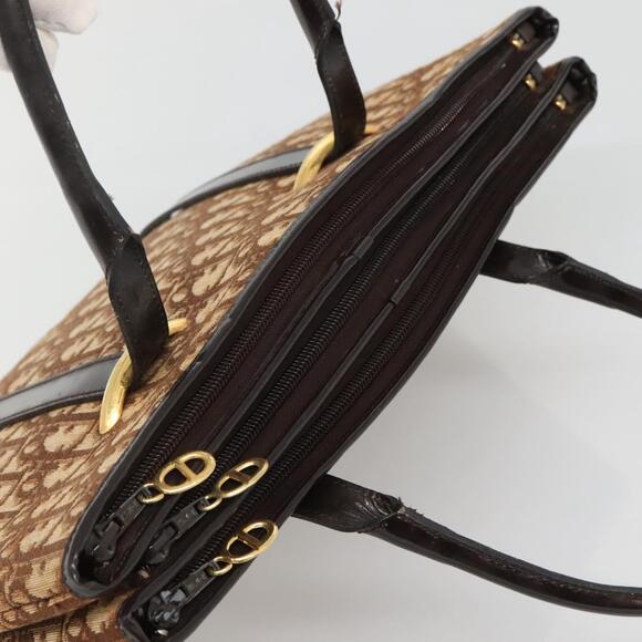 DIOR Trotter Canvas Hand Bag Brown Gold - Picture 6 of 12